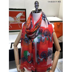 Fake Hermes Carriage Solitaire Cashmere Shawl 110 x 200 Orange Replica