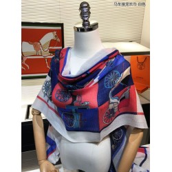 Replica Hermes Carriage Solitaire Cashmere Shawl 110 x 200 White