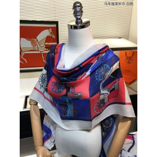 Replica Hermes Carriage Solitaire Cashmere Shawl 110 x 200 White