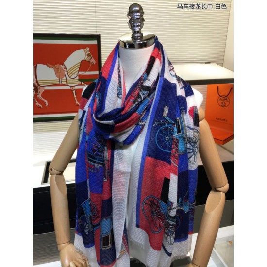 Replica Hermes Carriage Solitaire Cashmere Shawl 110 x 200 White