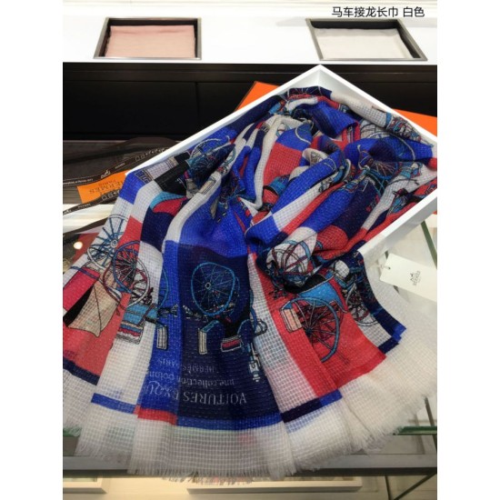 Replica Hermes Carriage Solitaire Cashmere Shawl 110 x 200 White