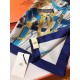 Fake Hermes Leap over Cavalcado Silk Square Scarf 90cm Blue Replica