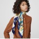 Fake Hermes Leap over Cavalcado Silk Square Scarf 90cm Blue Replica